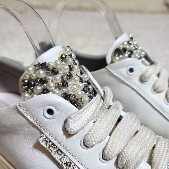 Replay White & Silver Platform Embroidered Heart Sneakers RZ860003L - Picture 10 of 11
